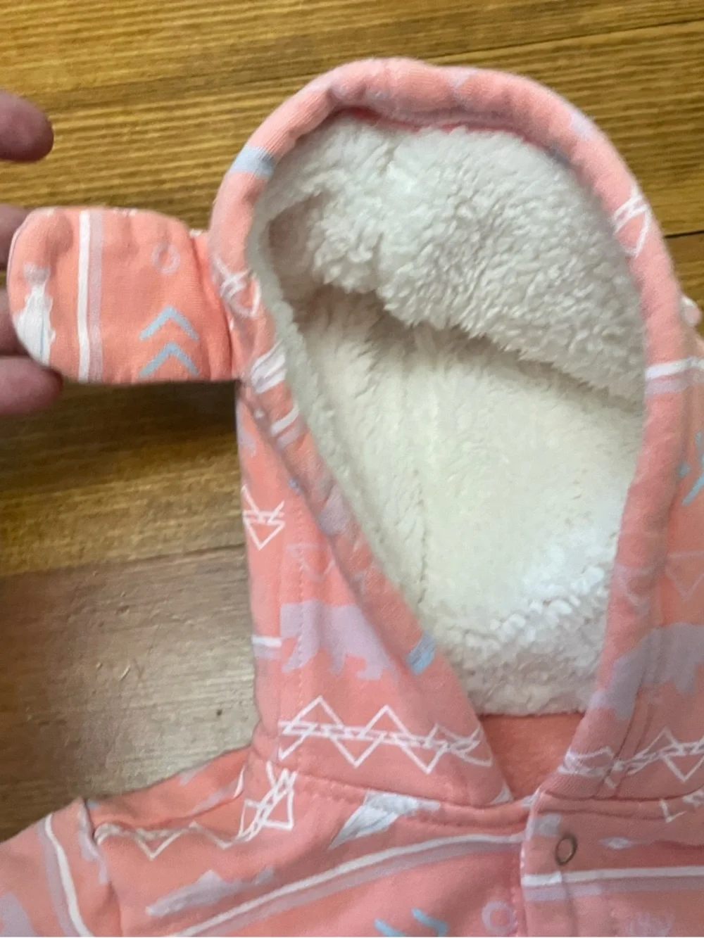 Kickee Pants Coral Fleece Coverall w Sherpa-Lined Hood & Ears Size Newborn